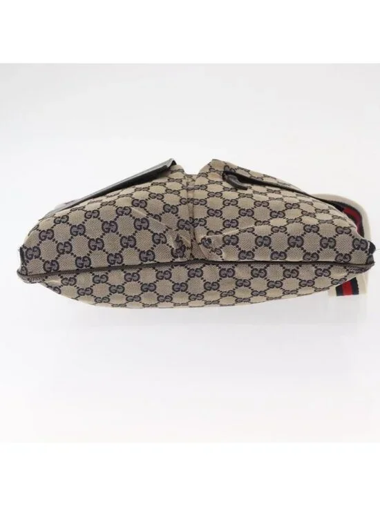 Authentic GUCCI GG Canvas Sherry Line Shoulder Bag Navy Red 169937 - Picture 13 of 16